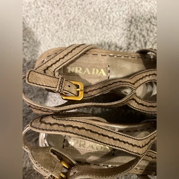 PRADA  vintage‎ wedge heels open toe with amazing details ! - Picture 2 of 15